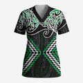 Green Aotearoa Tukutuku Manawa Tapu Scrub Top Ta Moko Toi Maori - Aussie Hoodie