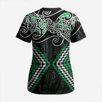 Green Aotearoa Tukutuku Manawa Tapu Scrub Top Ta Moko Toi Maori - Aussie Hoodie