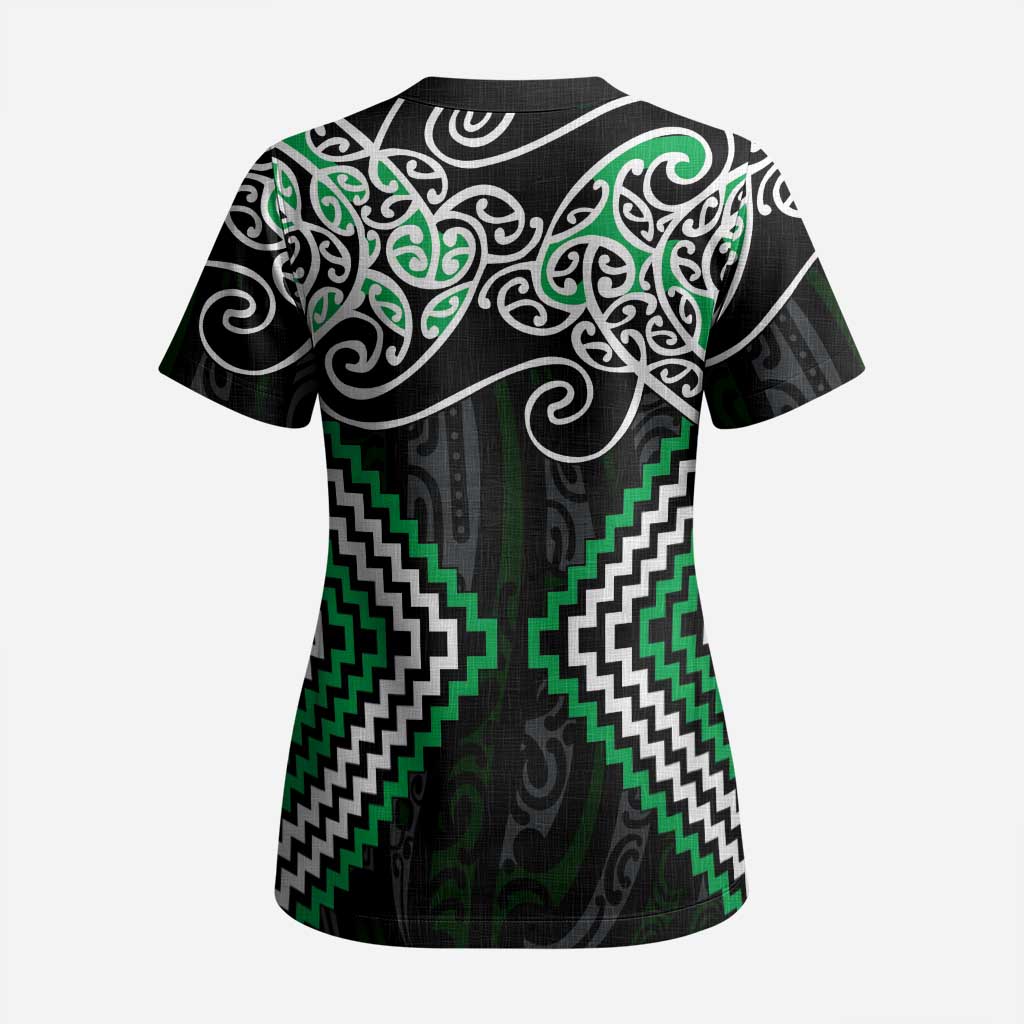 Green Aotearoa Tukutuku Manawa Tapu Scrub Top Ta Moko Toi Maori - Aussie Hoodie