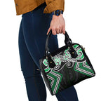 Green Aotearoa Tukutuku Manawa Tapu Shoulder Handbag Ta Moko Toi Maori