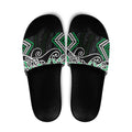 Green Aotearoa Tukutuku Manawa Tapu Slide Sandals Ta Moko Toi Maori - Aussie Hoodie