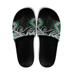 Green Aotearoa Tukutuku Manawa Tapu Slide Sandals Ta Moko Toi Maori - Aussie Hoodie