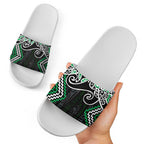 Green Aotearoa Tukutuku Manawa Tapu Slide Sandals Ta Moko Toi Maori - Aussie Hoodie