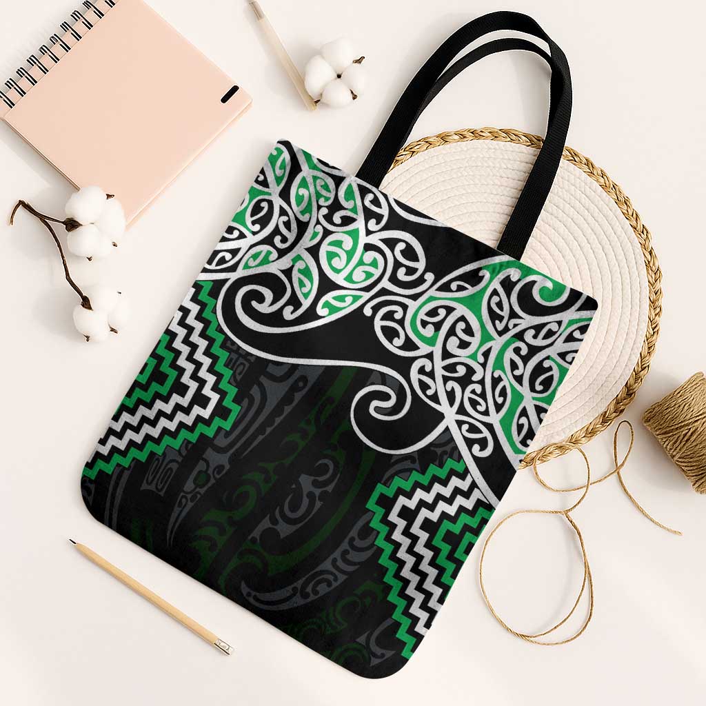Green Aotearoa Tukutuku Manawa Tapu Tote Bag Ta Moko Toi Maori - Aussie Hoodie
