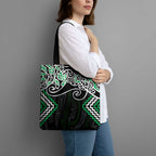 Green Aotearoa Tukutuku Manawa Tapu Tote Bag Ta Moko Toi Maori - Aussie Hoodie