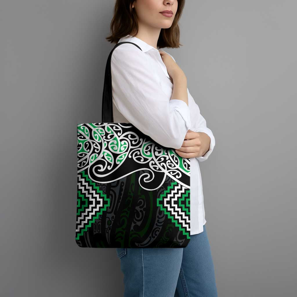 Green Aotearoa Tukutuku Manawa Tapu Tote Bag Ta Moko Toi Maori - Aussie Hoodie