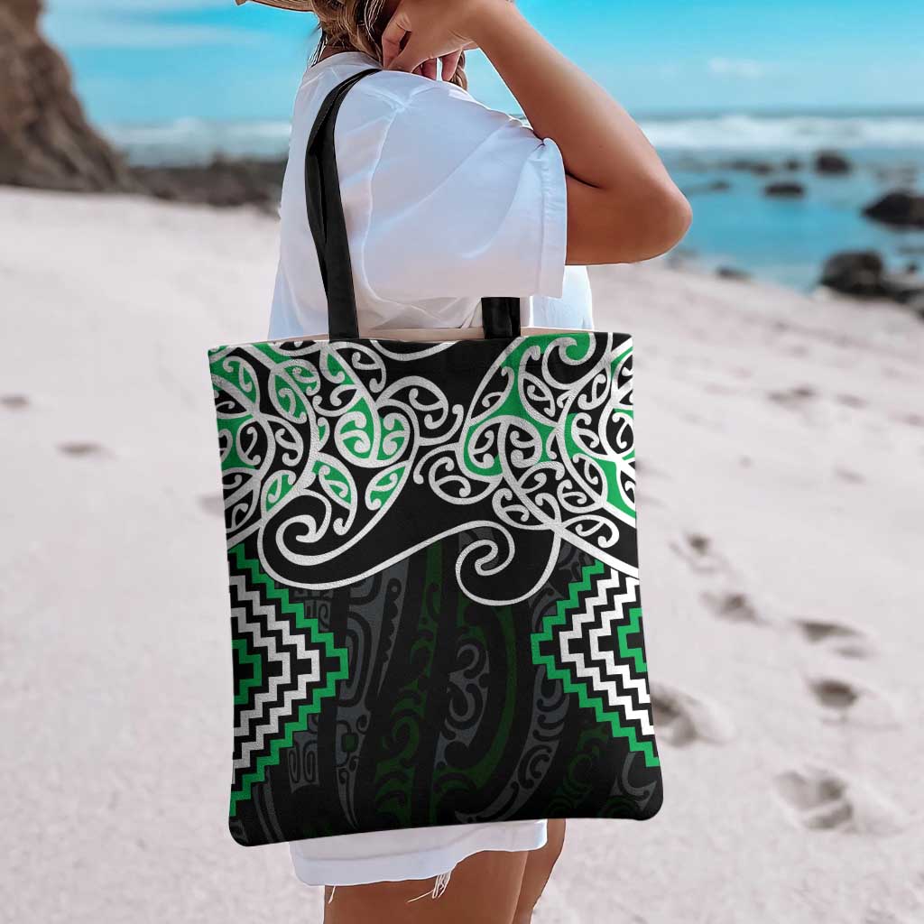 Green Aotearoa Tukutuku Manawa Tapu Tote Bag Ta Moko Toi Maori - Aussie Hoodie