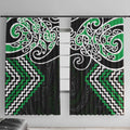 Green Aotearoa Tukutuku Manawa Tapu Window Curtain Ta Moko Toi Maori