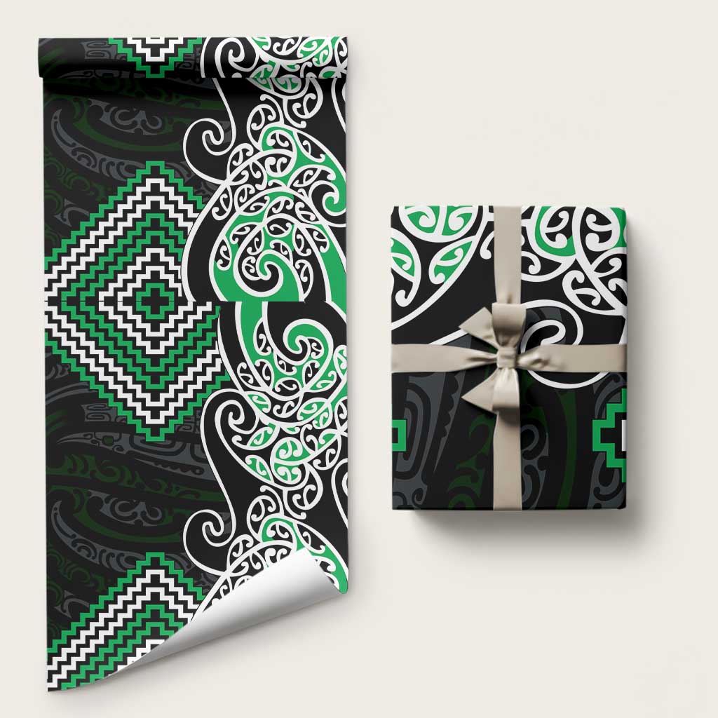 Green Aotearoa Tukutuku Manawa Tapu Wrapping Paper Ta Moko Toi Maori - Aussie Hoodie