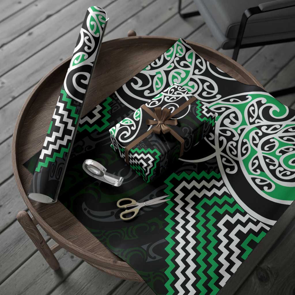 Green Aotearoa Tukutuku Manawa Tapu Wrapping Paper Ta Moko Toi Maori - Aussie Hoodie