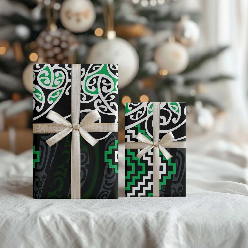 Green Aotearoa Tukutuku Manawa Tapu Wrapping Paper Ta Moko Toi Maori - Aussie Hoodie