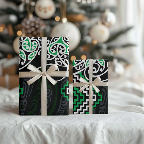 Green Aotearoa Tukutuku Manawa Tapu Wrapping Paper Ta Moko Toi Maori - Aussie Hoodie