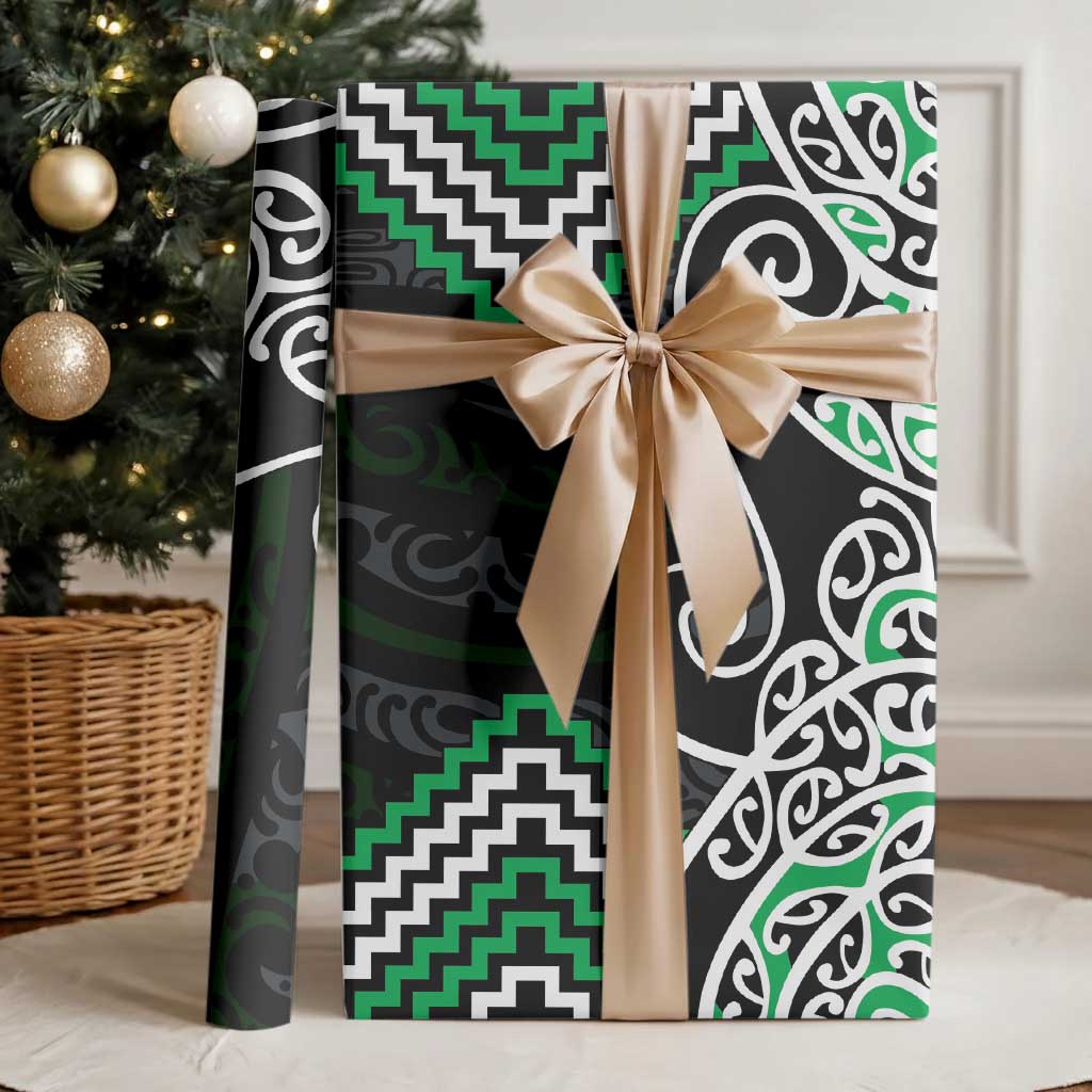 Green Aotearoa Tukutuku Manawa Tapu Wrapping Paper Ta Moko Toi Maori - Aussie Hoodie