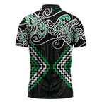 Green Aotearoa Tukutuku Manawa Tapu Zipper Polo Shirt Ta Moko Toi Maori - Aussie Hoodie