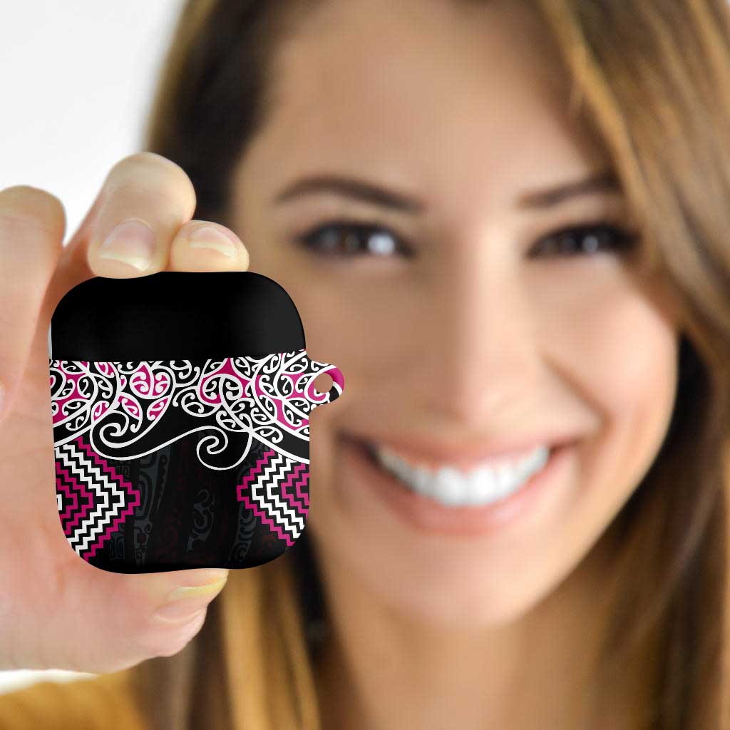 Pink Aotearoa Tukutuku Manawa Tapu AirPods Case Ta Moko Toi Maori - Aussie Hoodie