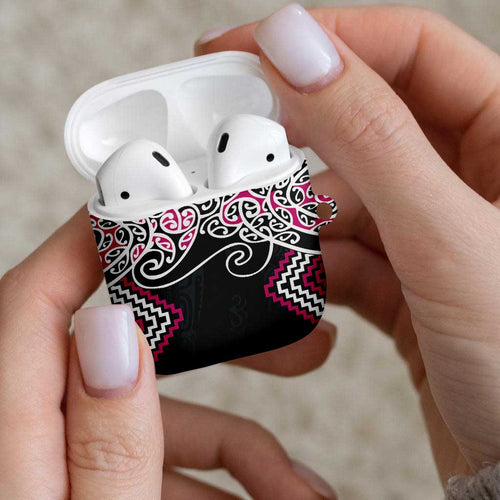 Pink Aotearoa Tukutuku Manawa Tapu AirPods Case Ta Moko Toi Maori - Aussie Hoodie