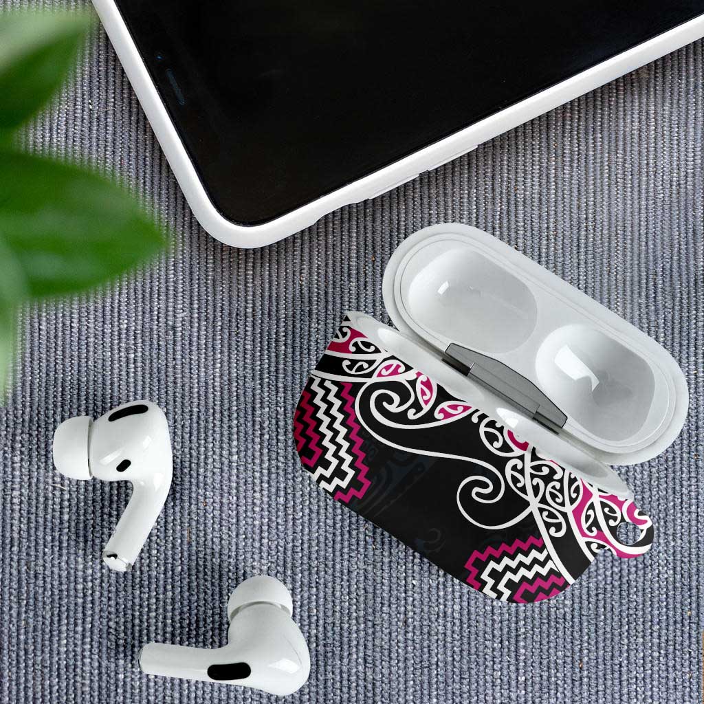 Pink Aotearoa Tukutuku Manawa Tapu AirPods Case Ta Moko Toi Maori - Aussie Hoodie