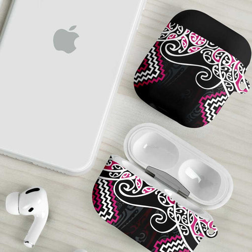 Pink Aotearoa Tukutuku Manawa Tapu AirPods Case Ta Moko Toi Maori - Aussie Hoodie