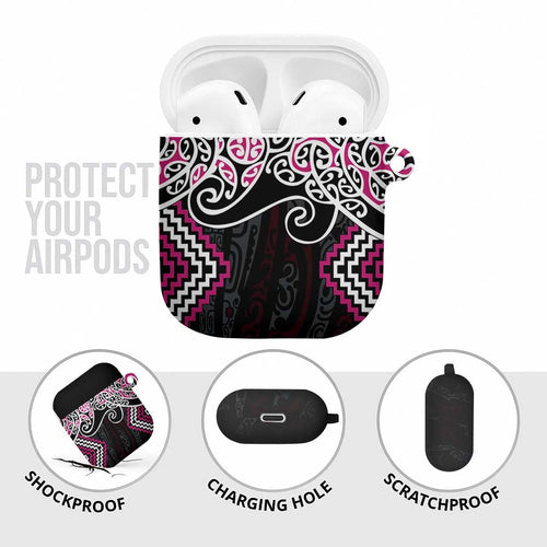 Pink Aotearoa Tukutuku Manawa Tapu AirPods Case Ta Moko Toi Maori - Aussie Hoodie