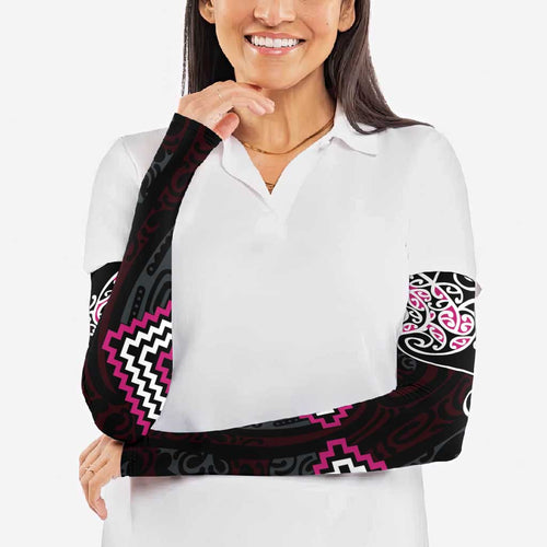 Pink Aotearoa Tukutuku Manawa Tapu Arm Sleeves Ta Moko Toi Maori - Aussie Hoodie