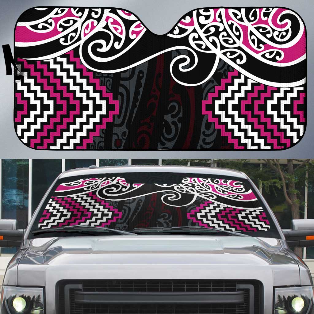 Pink Aotearoa Tukutuku Manawa Tapu Auto Sun Shade Ta Moko Toi Maori - Aussie Hoodie
