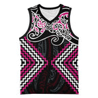 Pink Aotearoa Tukutuku Manawa Tapu Basketball Jersey Ta Moko Toi Maori - Aussie Hoodie