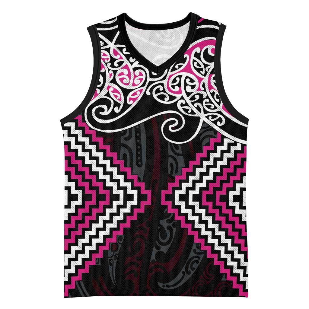 Pink Aotearoa Tukutuku Manawa Tapu Basketball Jersey Ta Moko Toi Maori - Aussie Hoodie