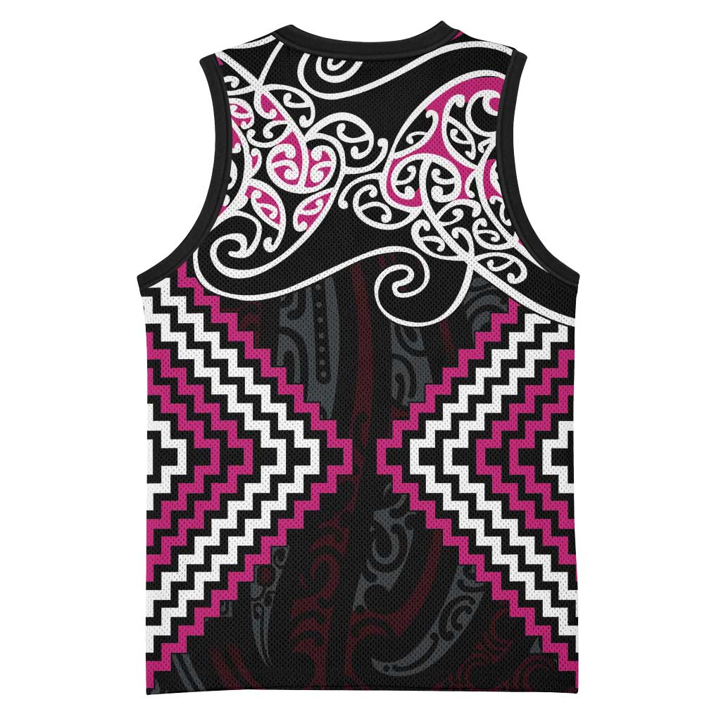 Pink Aotearoa Tukutuku Manawa Tapu Basketball Jersey Ta Moko Toi Maori - Aussie Hoodie