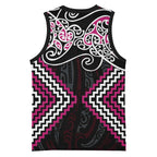 Pink Aotearoa Tukutuku Manawa Tapu Basketball Jersey Ta Moko Toi Maori - Aussie Hoodie