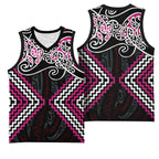 Pink Aotearoa Tukutuku Manawa Tapu Basketball Jersey Ta Moko Toi Maori - Aussie Hoodie