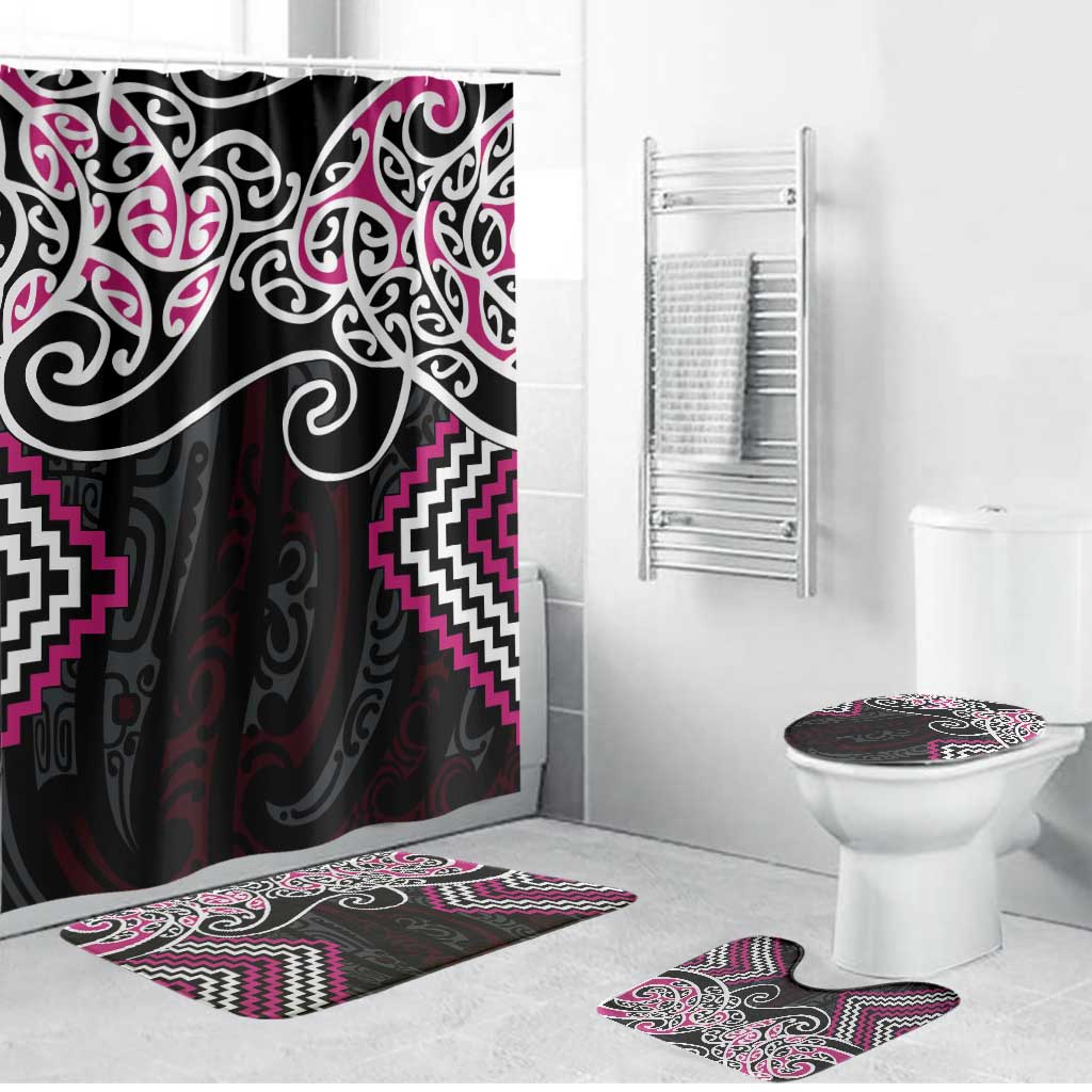 Pink Aotearoa Tukutuku Manawa Tapu Bathroom Set Ta Moko Toi Maori - Aussie Hoodie