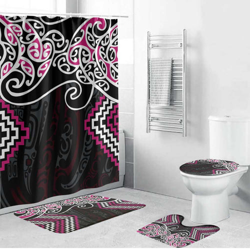 Pink Aotearoa Tukutuku Manawa Tapu Bathroom Set Ta Moko Toi Maori - Aussie Hoodie