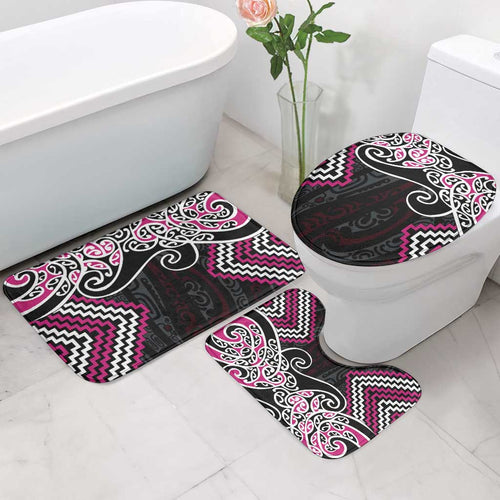 Pink Aotearoa Tukutuku Manawa Tapu Bathroom Set Ta Moko Toi Maori - Aussie Hoodie