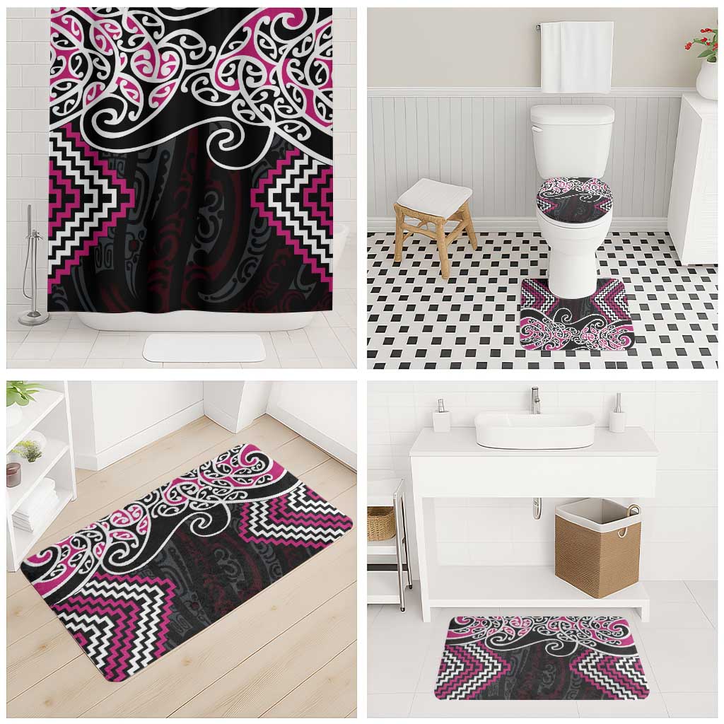 Pink Aotearoa Tukutuku Manawa Tapu Bathroom Set Ta Moko Toi Maori - Aussie Hoodie