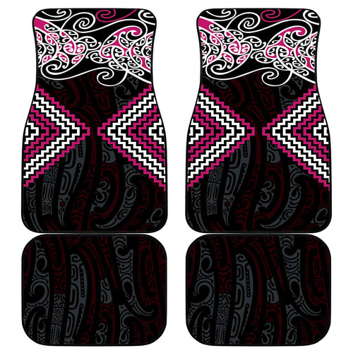 Pink Aotearoa Tukutuku Manawa Tapu Car Mats Ta Moko Toi Maori
