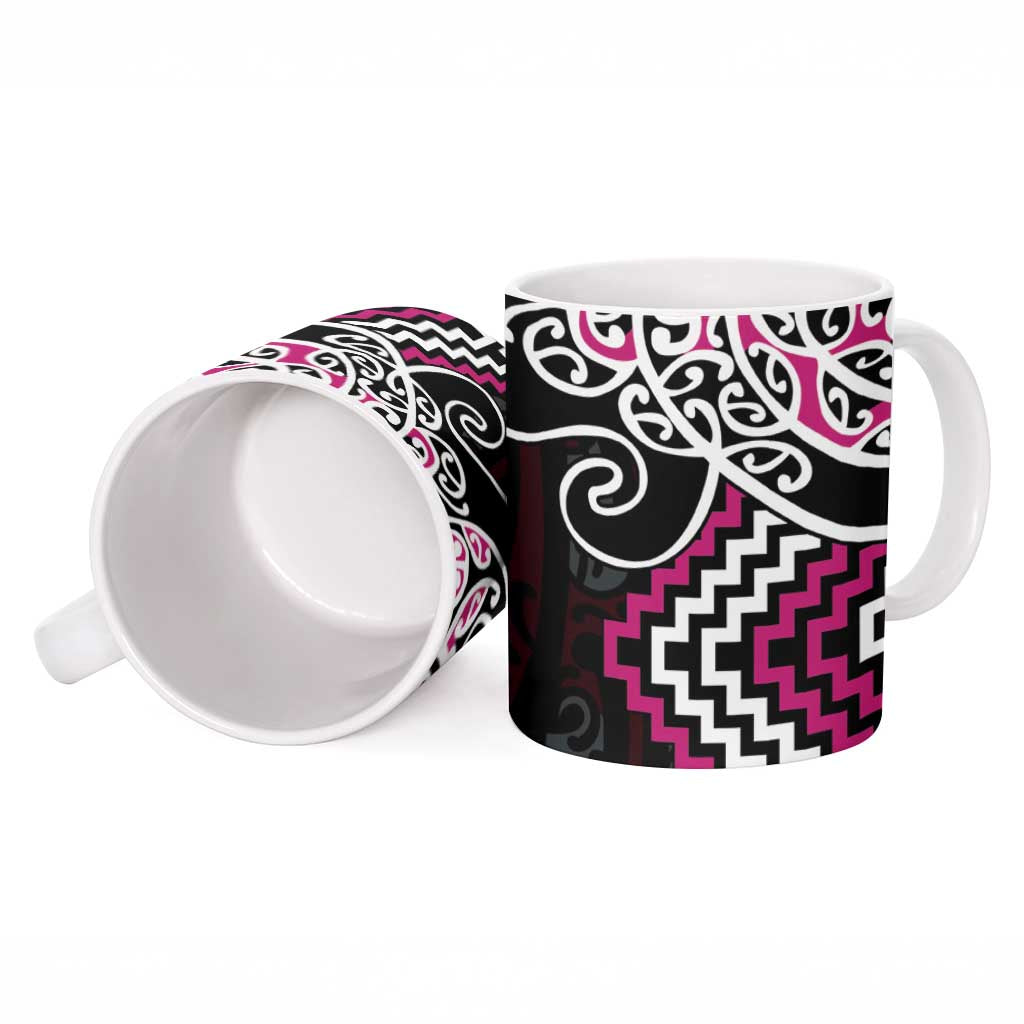 Pink Aotearoa Tukutuku Manawa Tapu Ceramic Mug Ta Moko Toi Maori - Aussie Hoodie