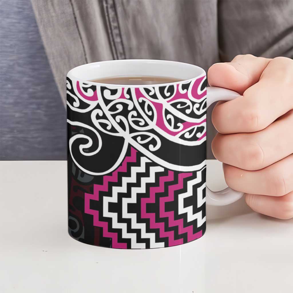 Pink Aotearoa Tukutuku Manawa Tapu Ceramic Mug Ta Moko Toi Maori - Aussie Hoodie