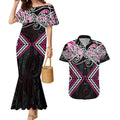 Pink Aotearoa Tukutuku Manawa Tapu Couples Matching Mermaid Dress and Hawaiian Shirt Ta Moko Toi Maori