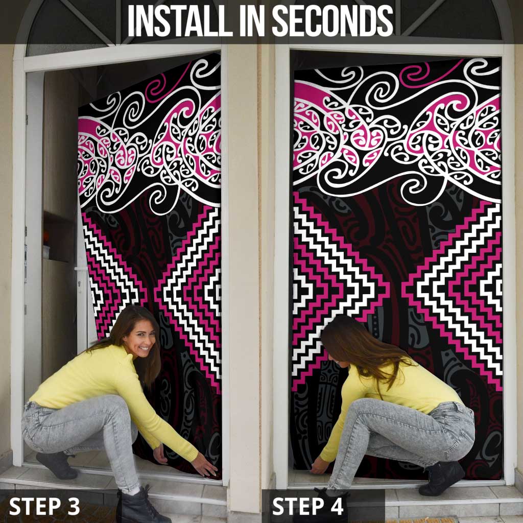 Pink Aotearoa Tukutuku Manawa Tapu Door Cover Ta Moko Toi Maori - Aussie Hoodie