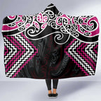 Pink Aotearoa Tukutuku Manawa Tapu Hooded Blanket Ta Moko Toi Maori