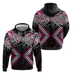 Pink Aotearoa Tukutuku Manawa Tapu Hoodie Ta Moko Toi Maori