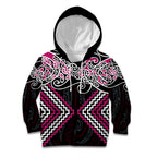 Pink Aotearoa Tukutuku Manawa Tapu Kid Hoodie Ta Moko Toi Maori