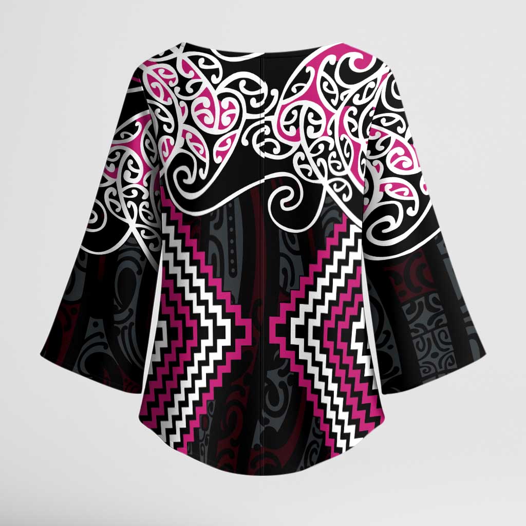Pink Aotearoa Tukutuku Manawa Tapu Kimono Sleeve Blouse Ta Moko Toi Maori - Aussie Hoodie