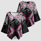 Pink Aotearoa Tukutuku Manawa Tapu Kimono Sleeve Blouse Ta Moko Toi Maori - Aussie Hoodie