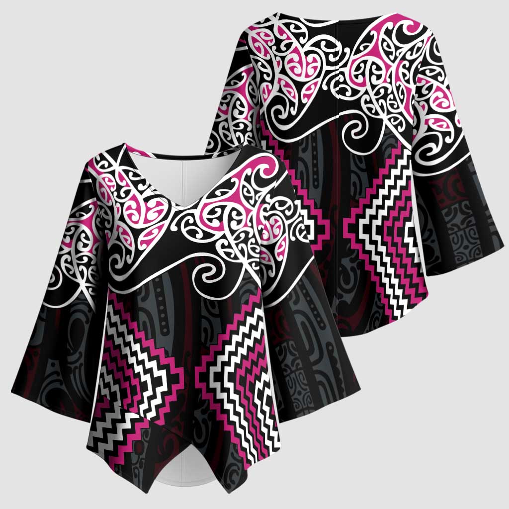 Pink Aotearoa Tukutuku Manawa Tapu Kimono Sleeve Blouse Ta Moko Toi Maori - Aussie Hoodie