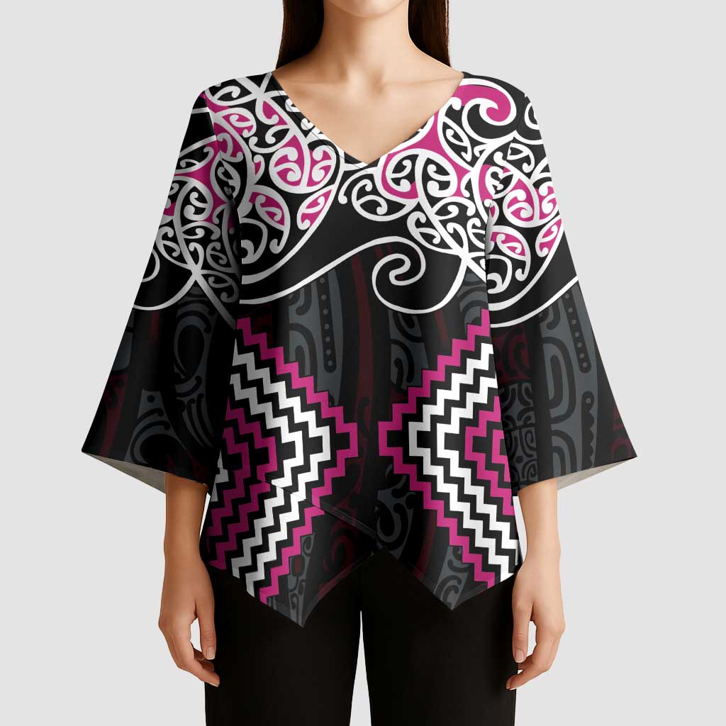 Pink Aotearoa Tukutuku Manawa Tapu Kimono Sleeve Blouse Ta Moko Toi Maori - Aussie Hoodie