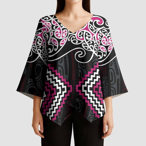 Pink Aotearoa Tukutuku Manawa Tapu Kimono Sleeve Blouse Ta Moko Toi Maori - Aussie Hoodie