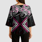 Pink Aotearoa Tukutuku Manawa Tapu Kimono Sleeve Blouse Ta Moko Toi Maori - Aussie Hoodie