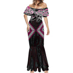 Pink Aotearoa Tukutuku Manawa Tapu Mermaid Dress Ta Moko Toi Maori