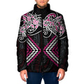 Pink Aotearoa Tukutuku Manawa Tapu Padded Jacket Ta Moko Toi Maori - Aussie Hoodie